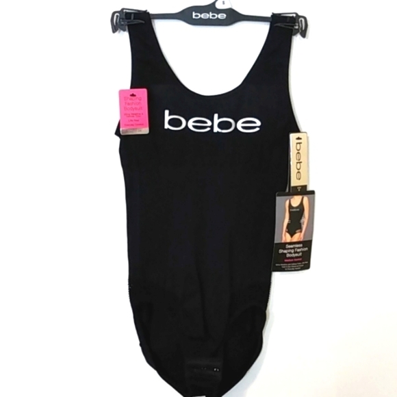 BEBE BLACK SEAMLESS CONTOUR SHAPING MEDIUM CONTROL FASHION BODYSUIT SZ SMALL NWT - Picture 2 of 9